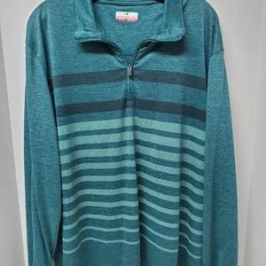 Grand Slam Men's XL Green Striped Athletic 1/4 Zip L/S Shirt